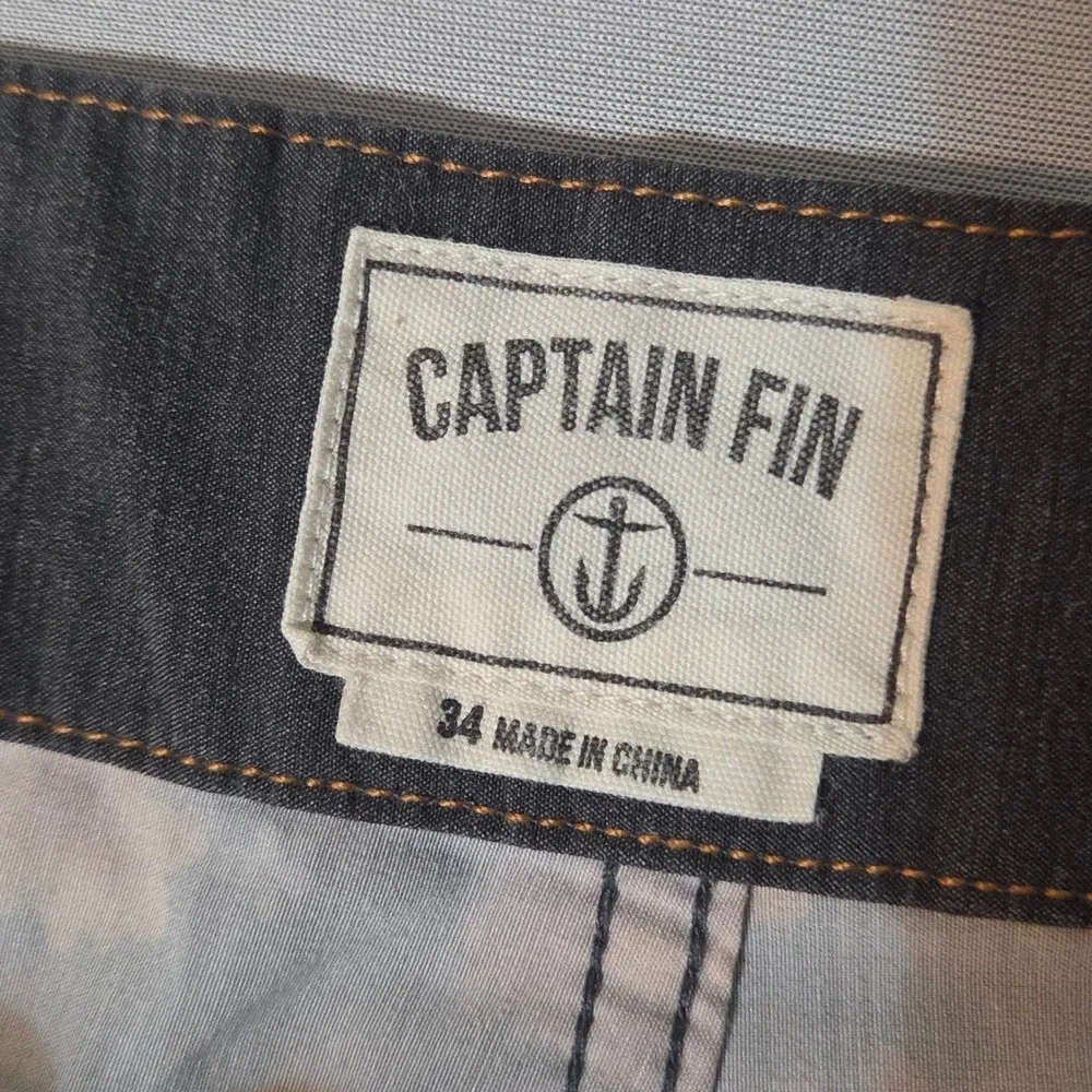 Captain Fin Board Shorts Men 34 Multi Floral Print Surf Trunks Anchor Patch